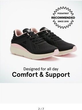 Abeo Black and Pink Cushioned Walking Sneakers
